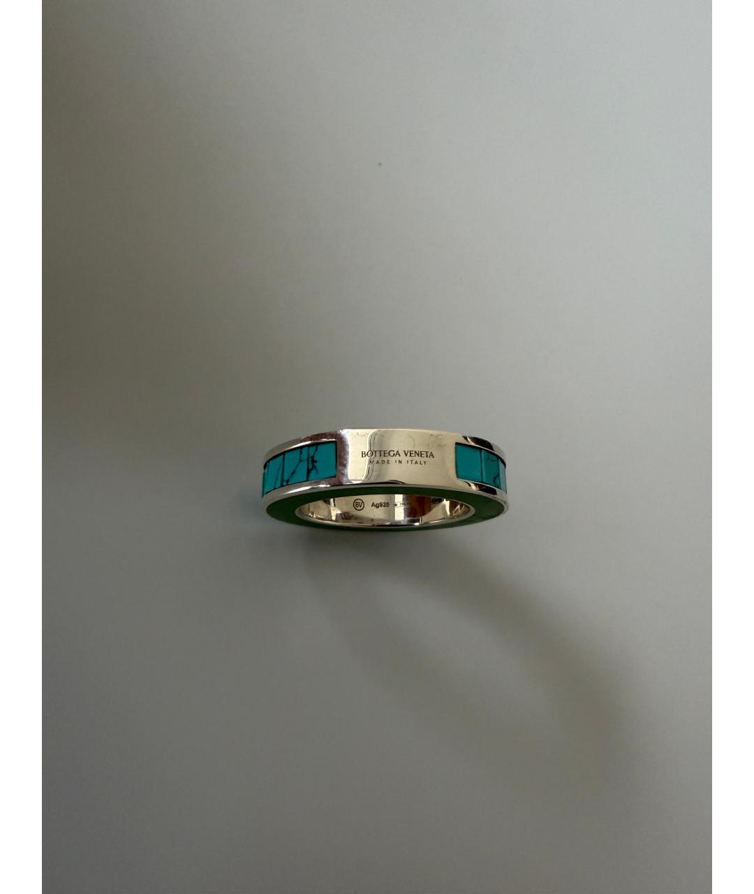 BOTTEGA VENETA Голубое серебряное кольцо, фото 3