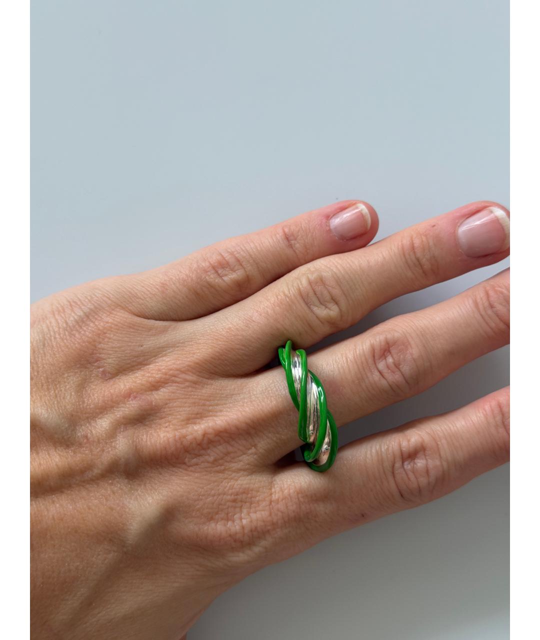 BOTTEGA VENETA Зеленые серебряное кольцо, фото 5