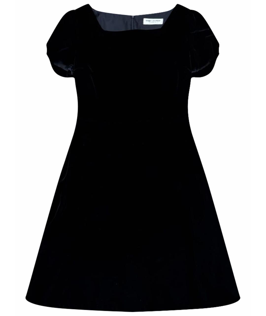 SAINT LAURENT Черное бархатное коктейльное платье, фото 1