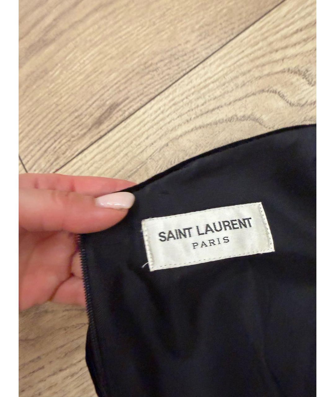 SAINT LAURENT Черное бархатное коктейльное платье, фото 2
