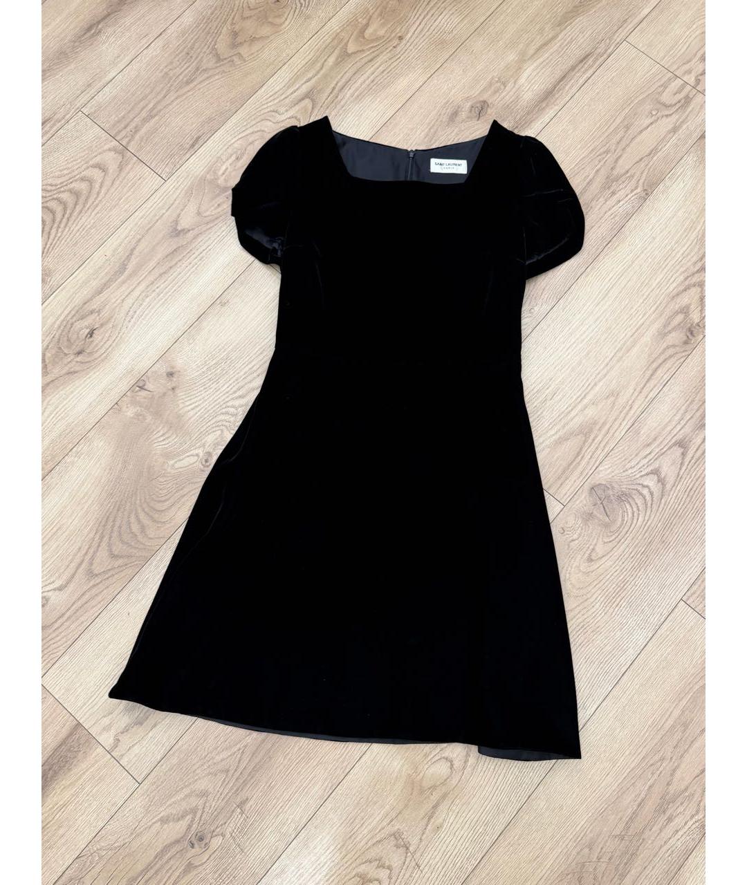 SAINT LAURENT Черное бархатное коктейльное платье, фото 8