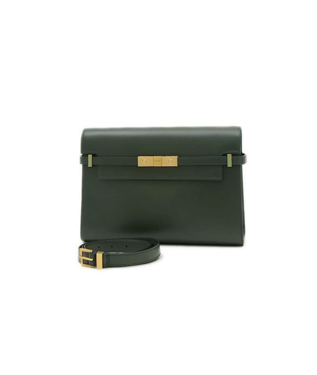 SAINT LAURENT Хаки кожаная сумка с короткими ручками, фото 3