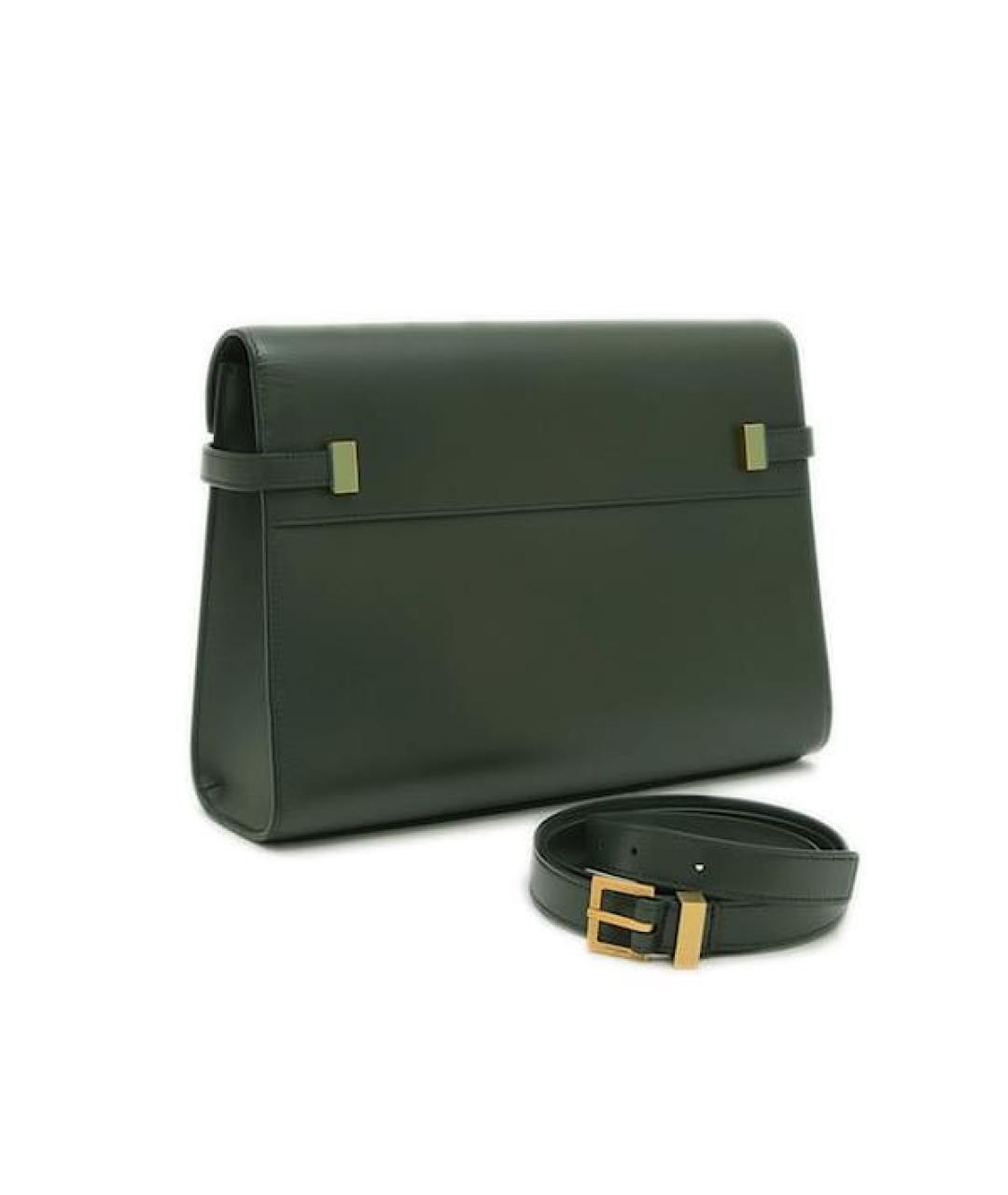 SAINT LAURENT Хаки кожаная сумка с короткими ручками, фото 4