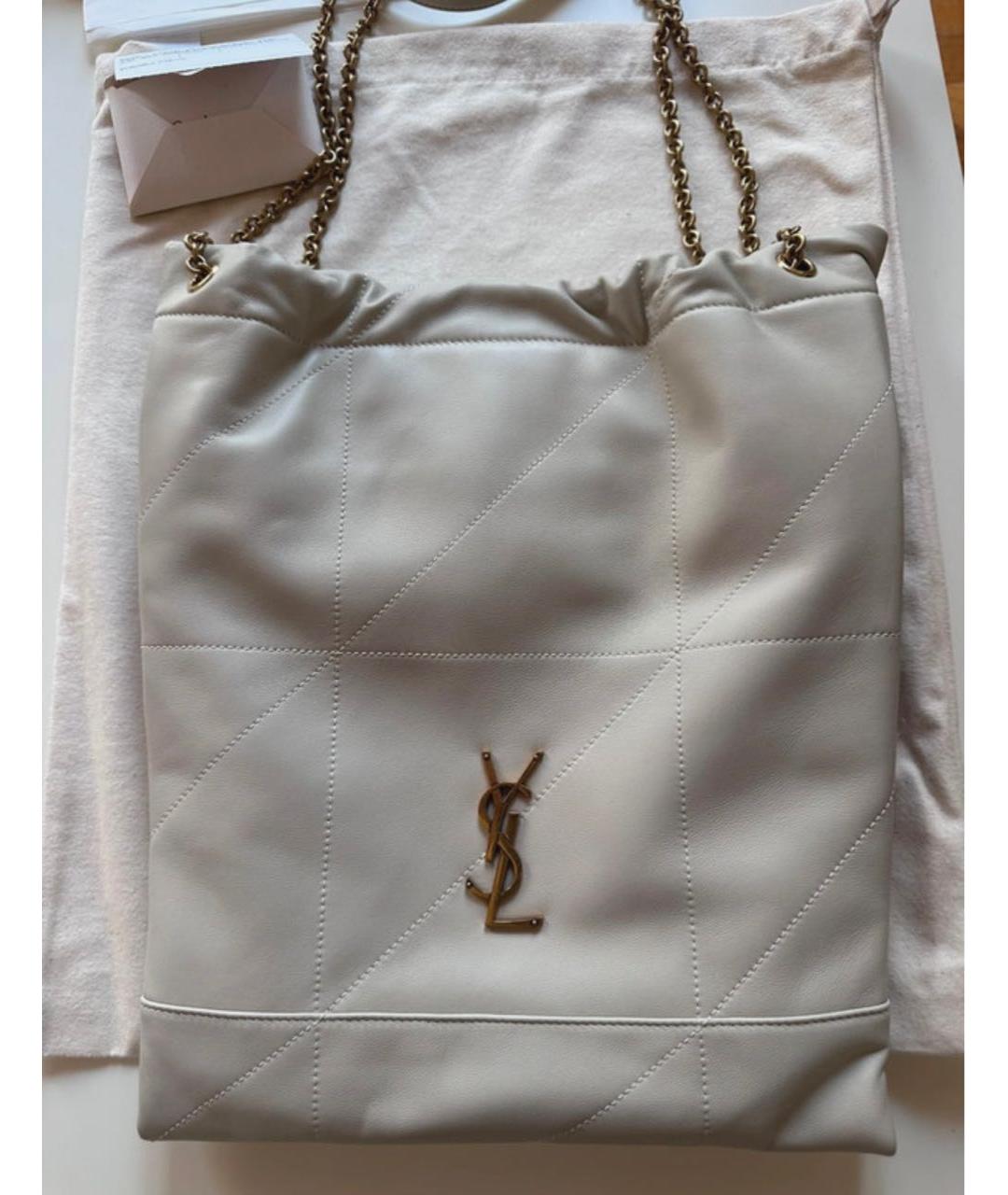 SAINT LAURENT Бежевая кожаная сумка через плечо, фото 2