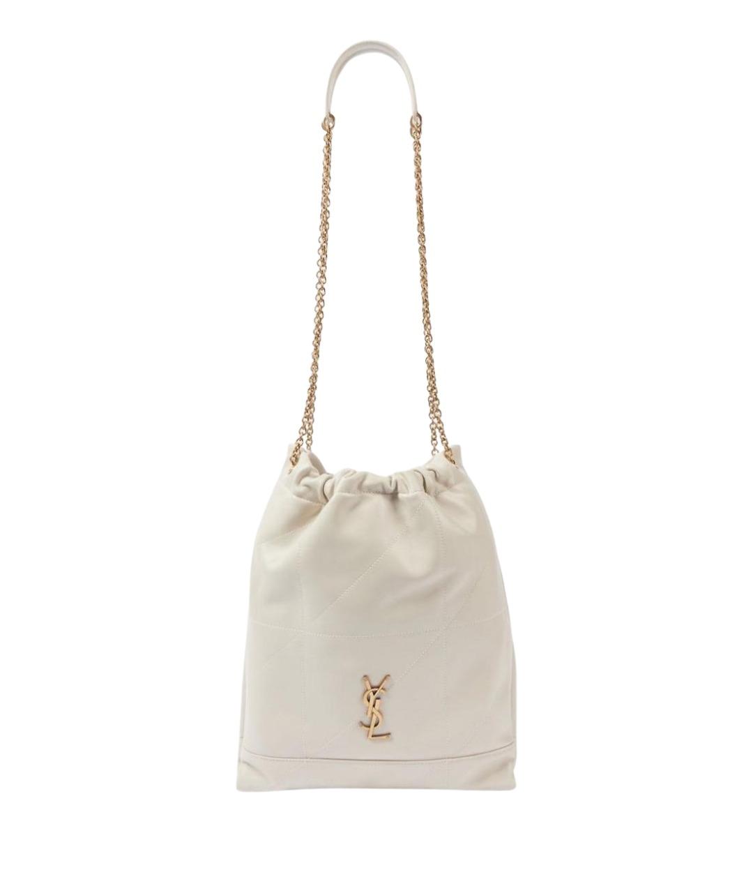 SAINT LAURENT Бежевая кожаная сумка через плечо, фото 1