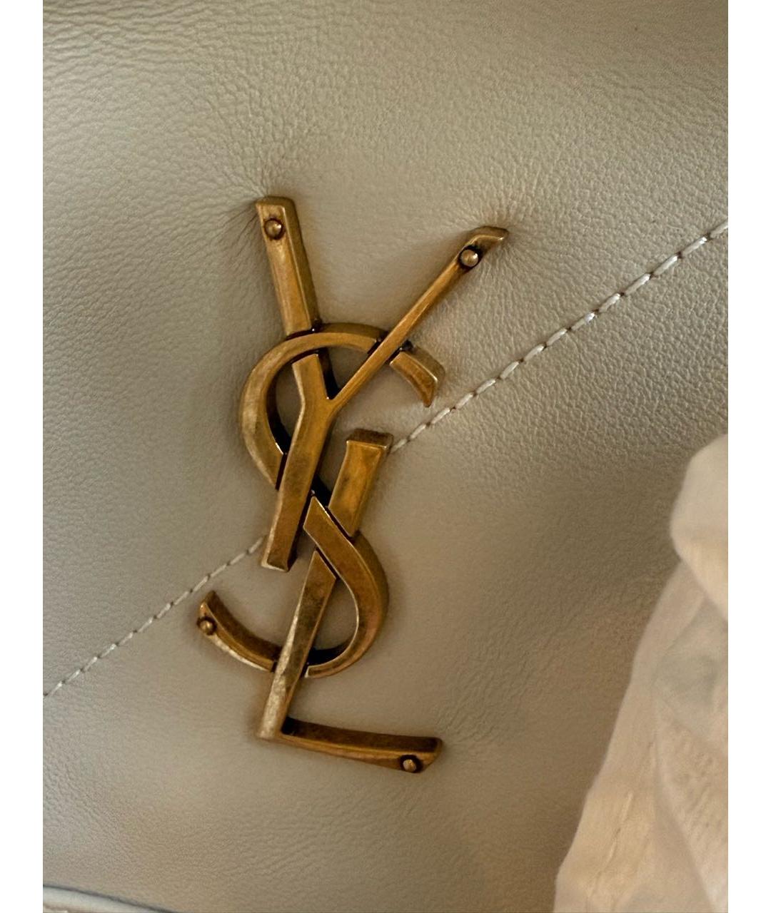 SAINT LAURENT Бежевая кожаная сумка через плечо, фото 3