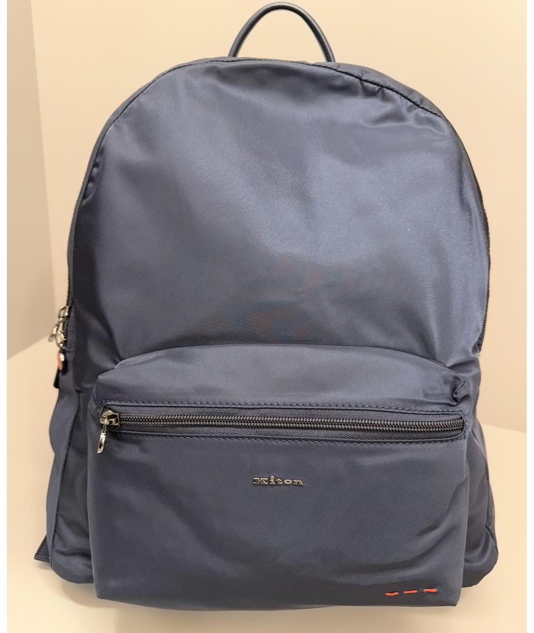 KITON Темно-синий тканевый рюкзак, фото 3