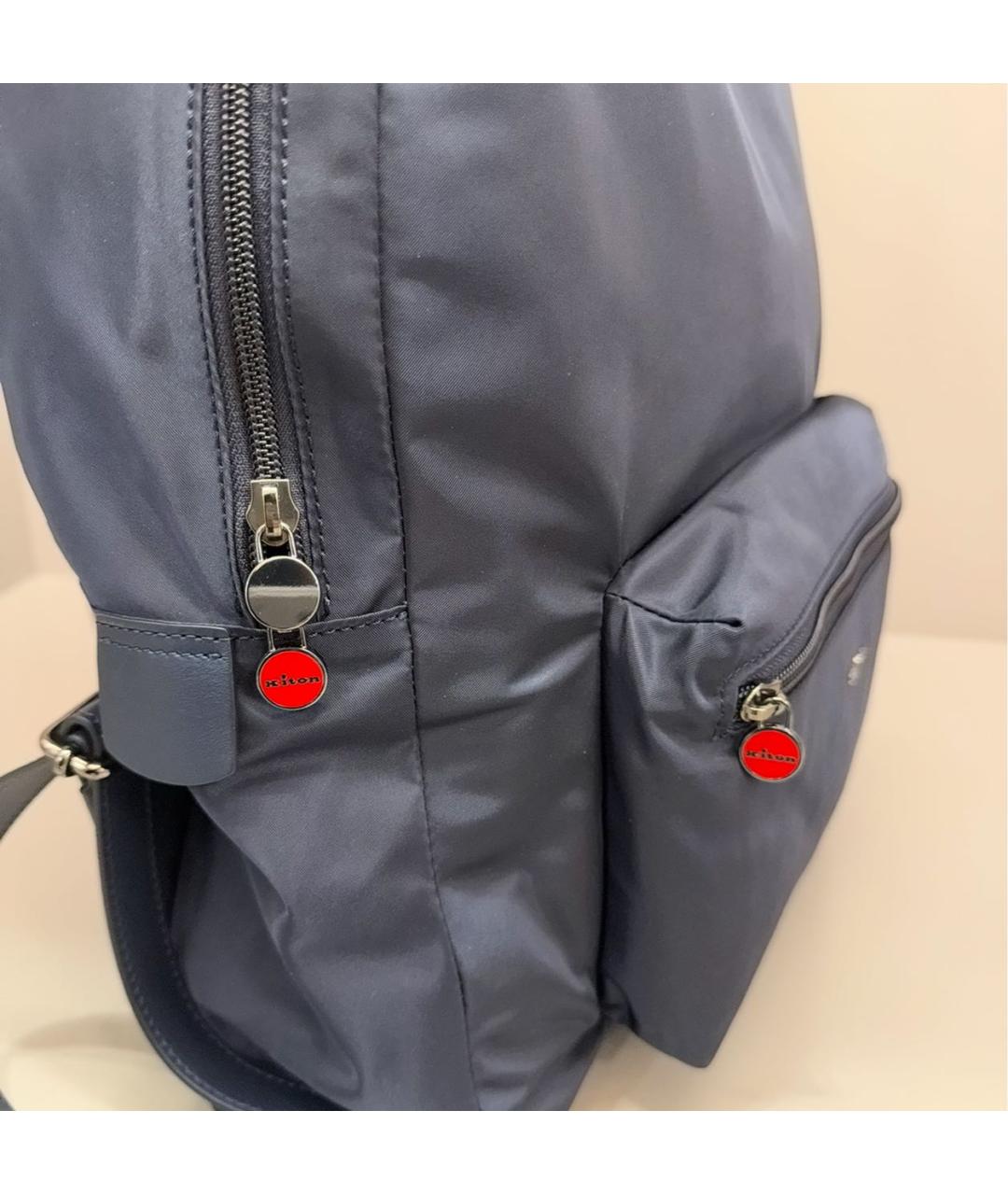 KITON Темно-синий тканевый рюкзак, фото 5