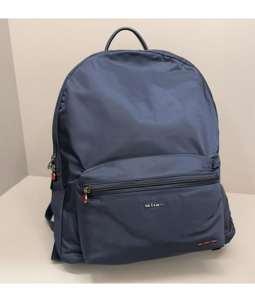 KITON Темно-синий тканевый рюкзак, фото 9