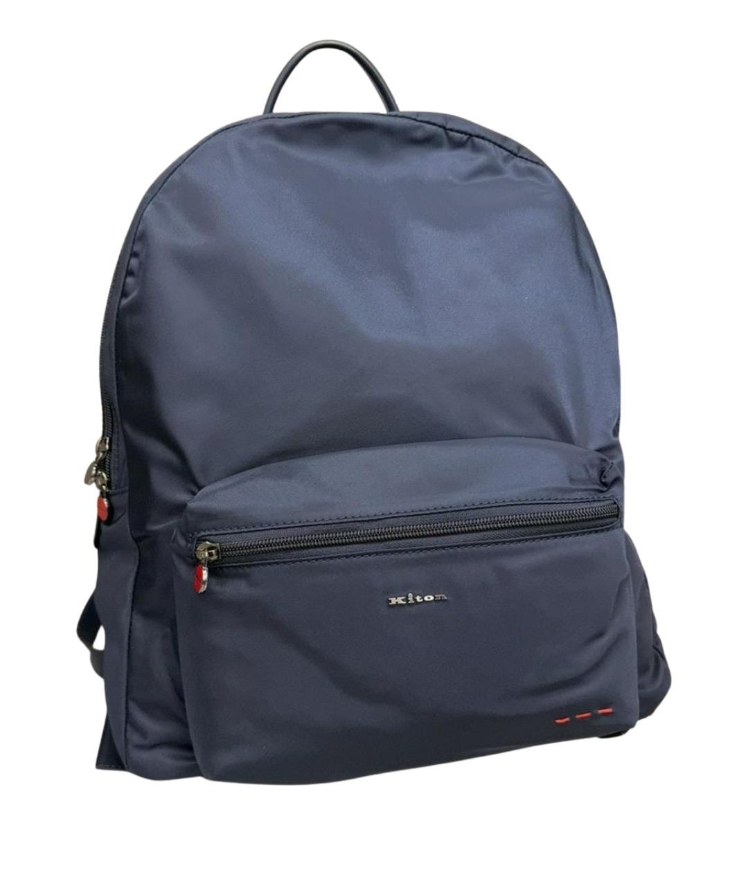KITON Темно-синий тканевый рюкзак, фото 1