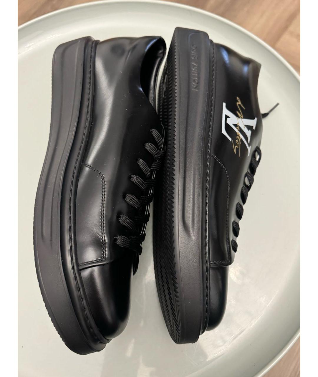 LOUIS VUITTON Черные кожаные низкие кроссовки / кеды, фото 4