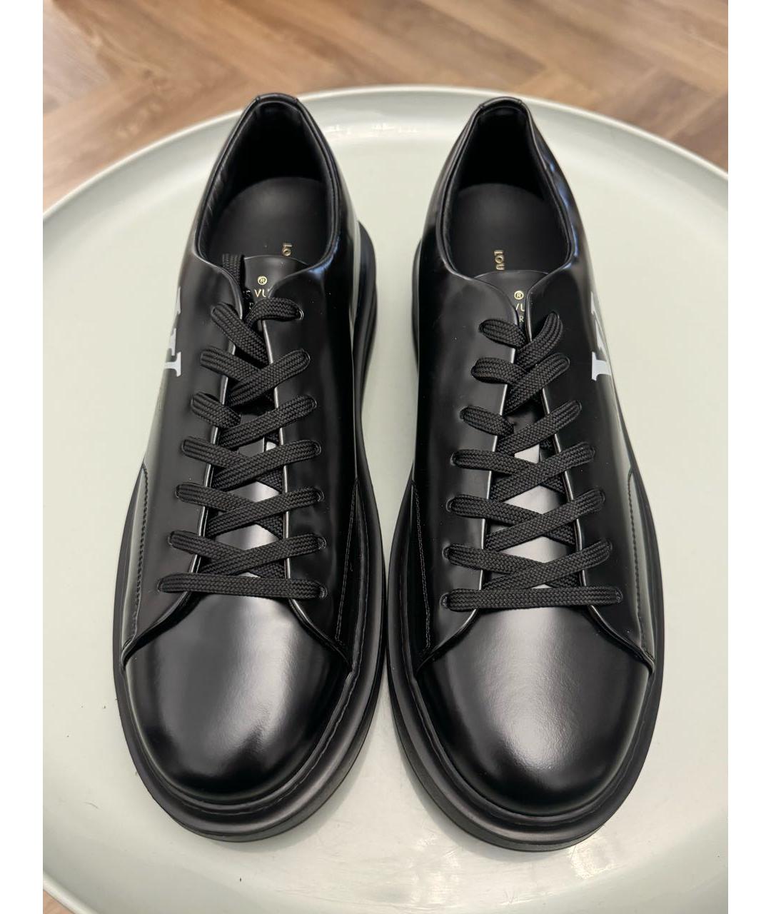 LOUIS VUITTON Черные кожаные низкие кроссовки / кеды, фото 2