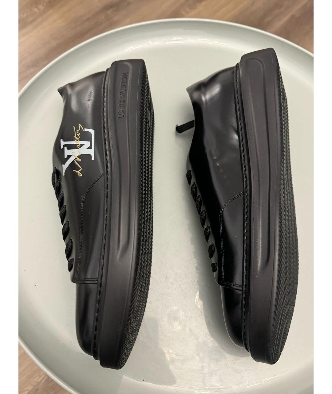 LOUIS VUITTON Черные кожаные низкие кроссовки / кеды, фото 3