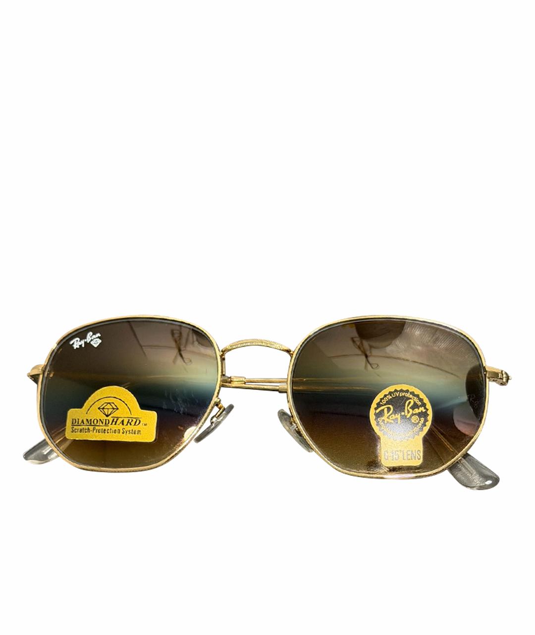 RAY BAN Коричневые металлические солнцезащитные очки, фото 1