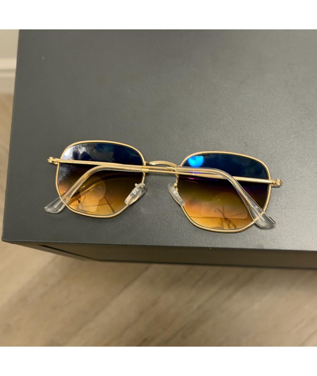 RAY BAN Коричневые металлические солнцезащитные очки, фото 4