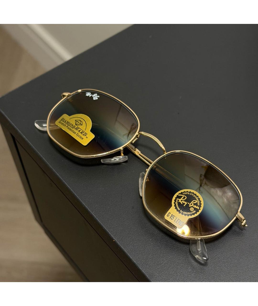 RAY BAN Коричневые металлические солнцезащитные очки, фото 2