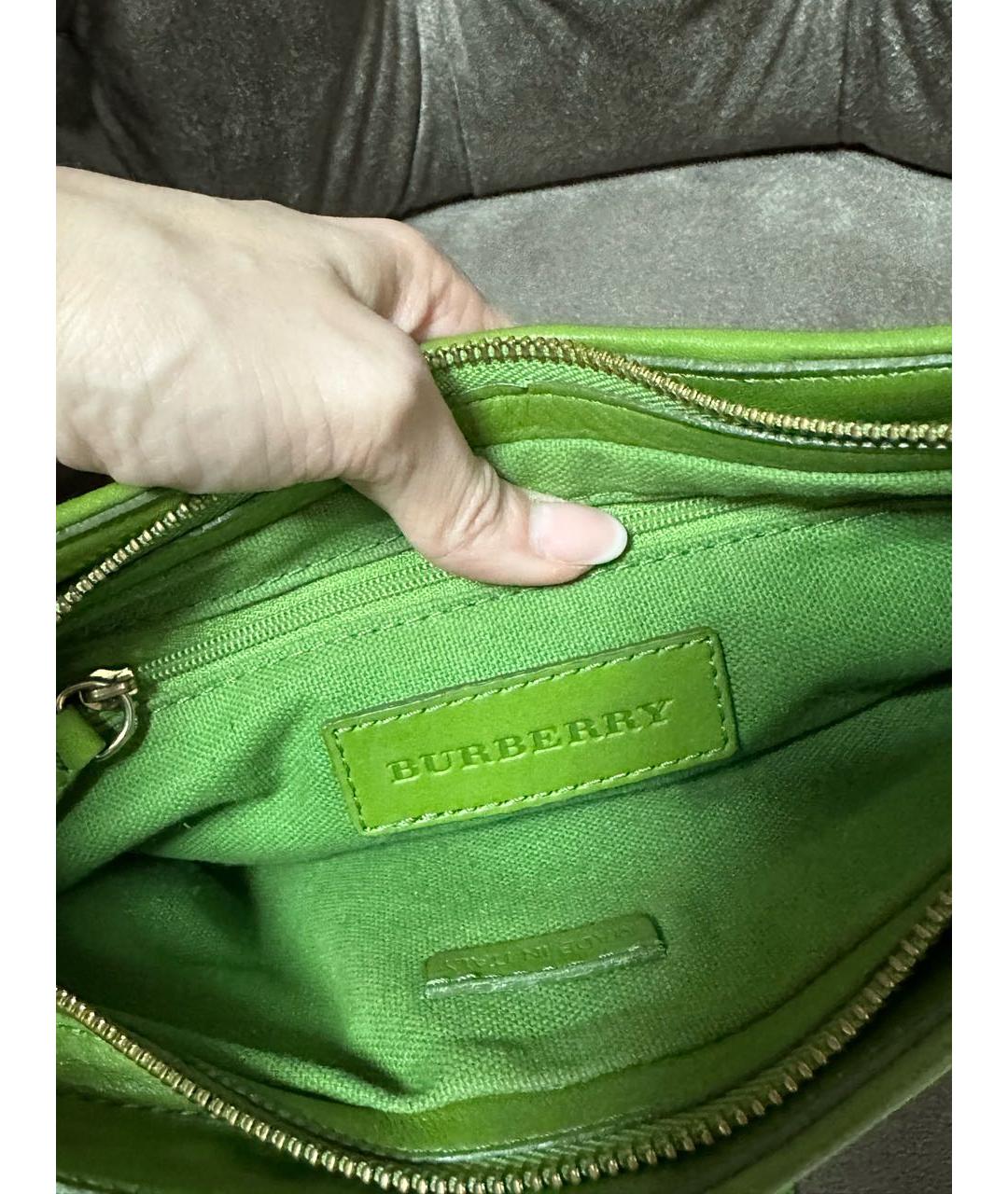 BURBERRY Салатовая кожаная сумка через плечо, фото 6