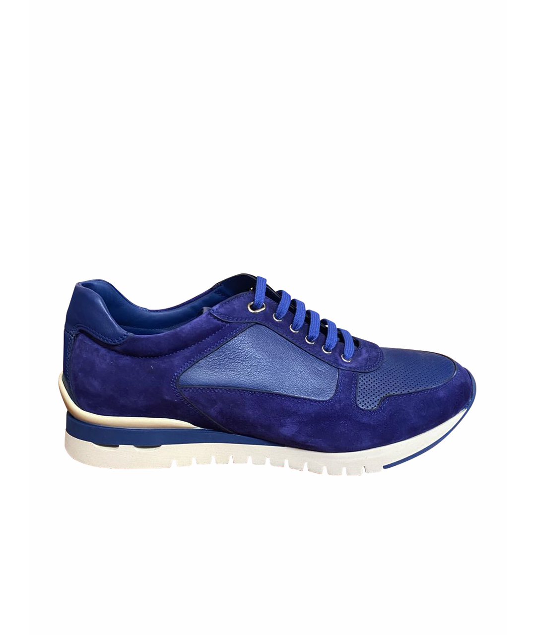 STEFANO RICCI Синие замшевые низкие кроссовки / кеды, фото 1