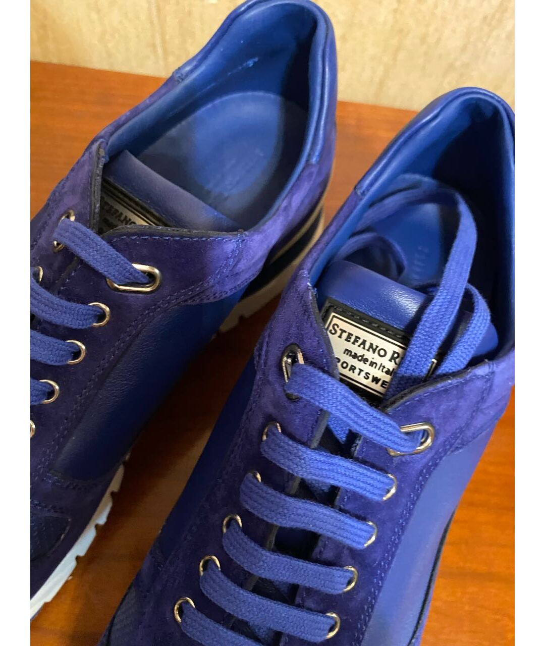 STEFANO RICCI Синие замшевые низкие кроссовки / кеды, фото 5