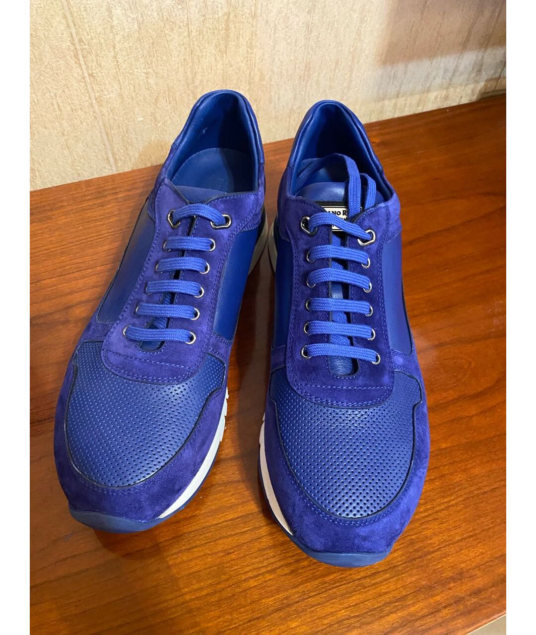 STEFANO RICCI Синие замшевые низкие кроссовки / кеды, фото 2