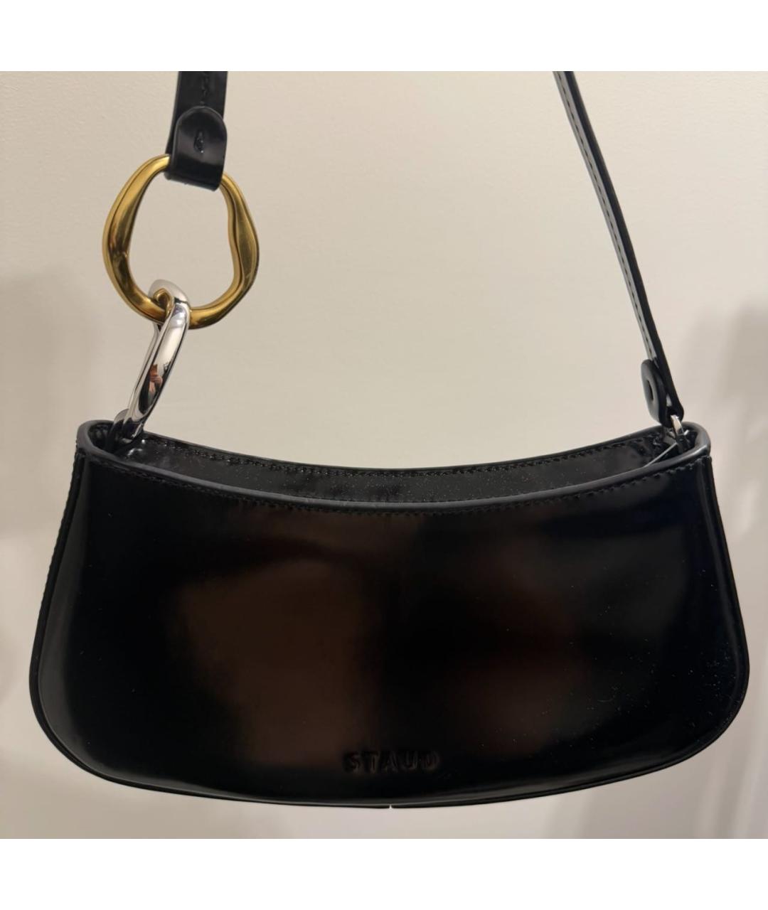 STAUD Черная кожаная сумка с короткими ручками, фото 3