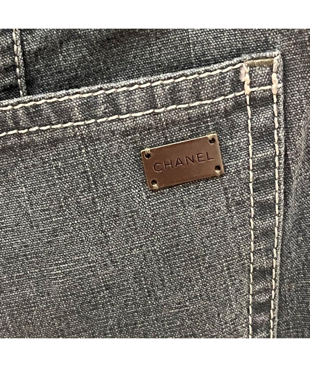 CHANEL Серые хлопко-эластановые джинсы клеш, фото 8