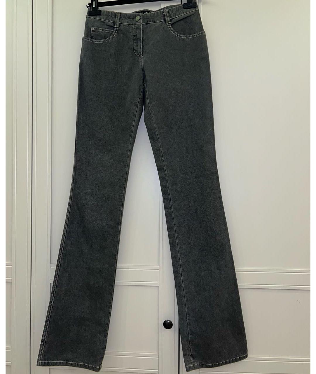 CHANEL Серые хлопко-эластановые джинсы клеш, фото 7