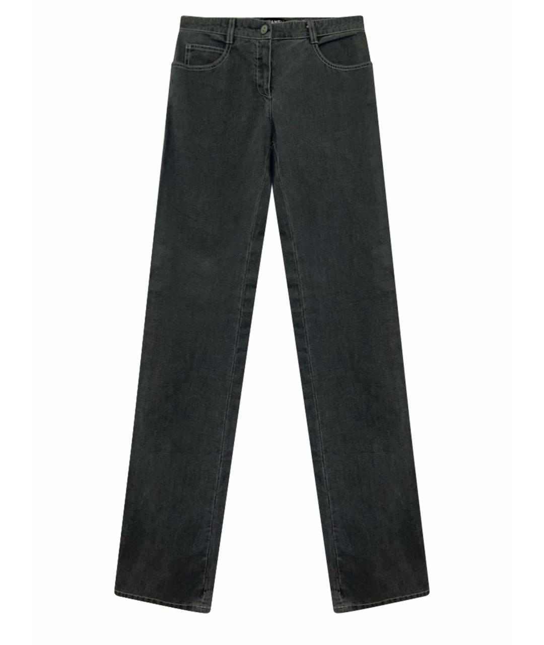 CHANEL Серые хлопко-эластановые джинсы клеш, фото 1