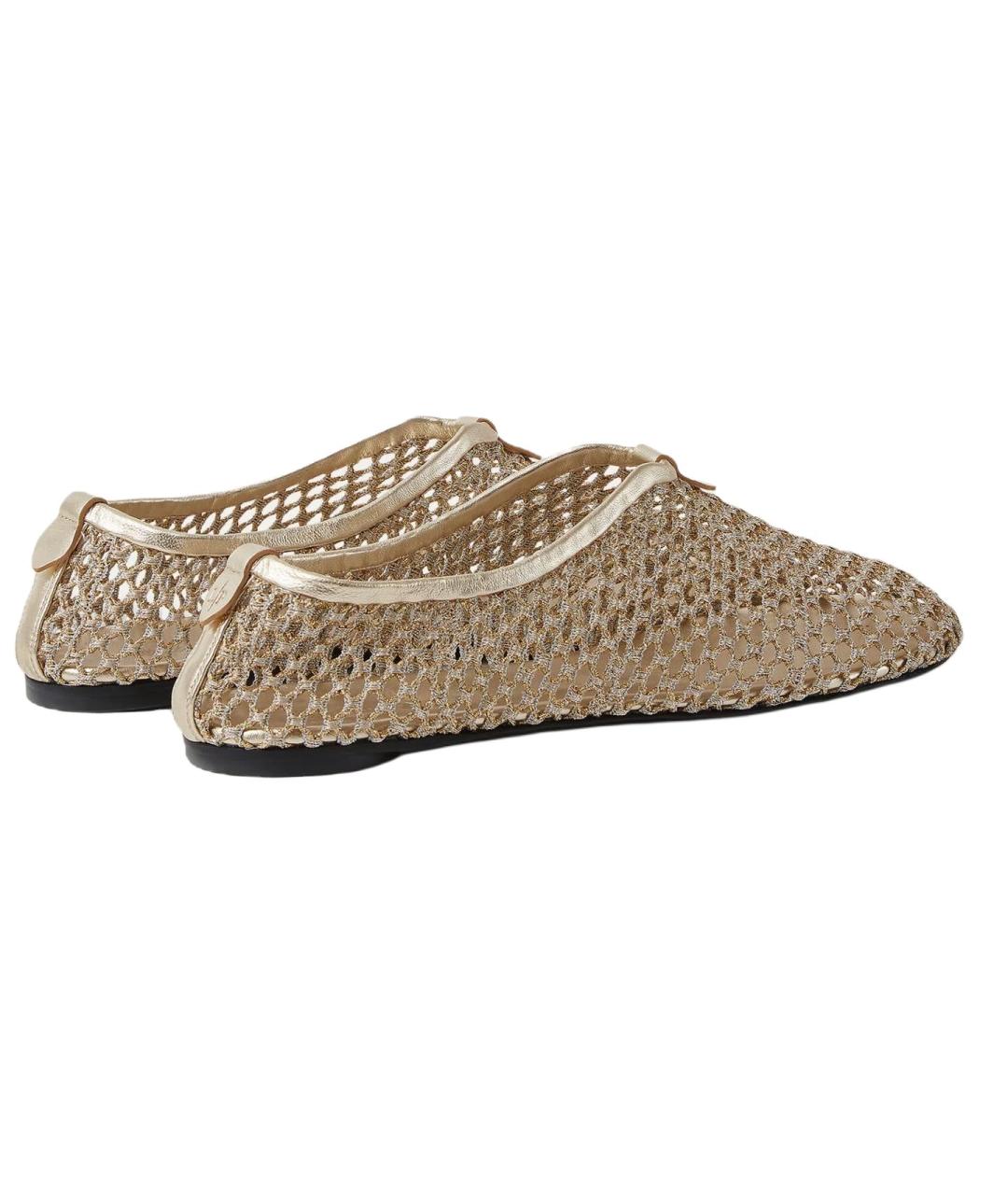 LORO PIANA Золотые кожаные балетки, фото 4