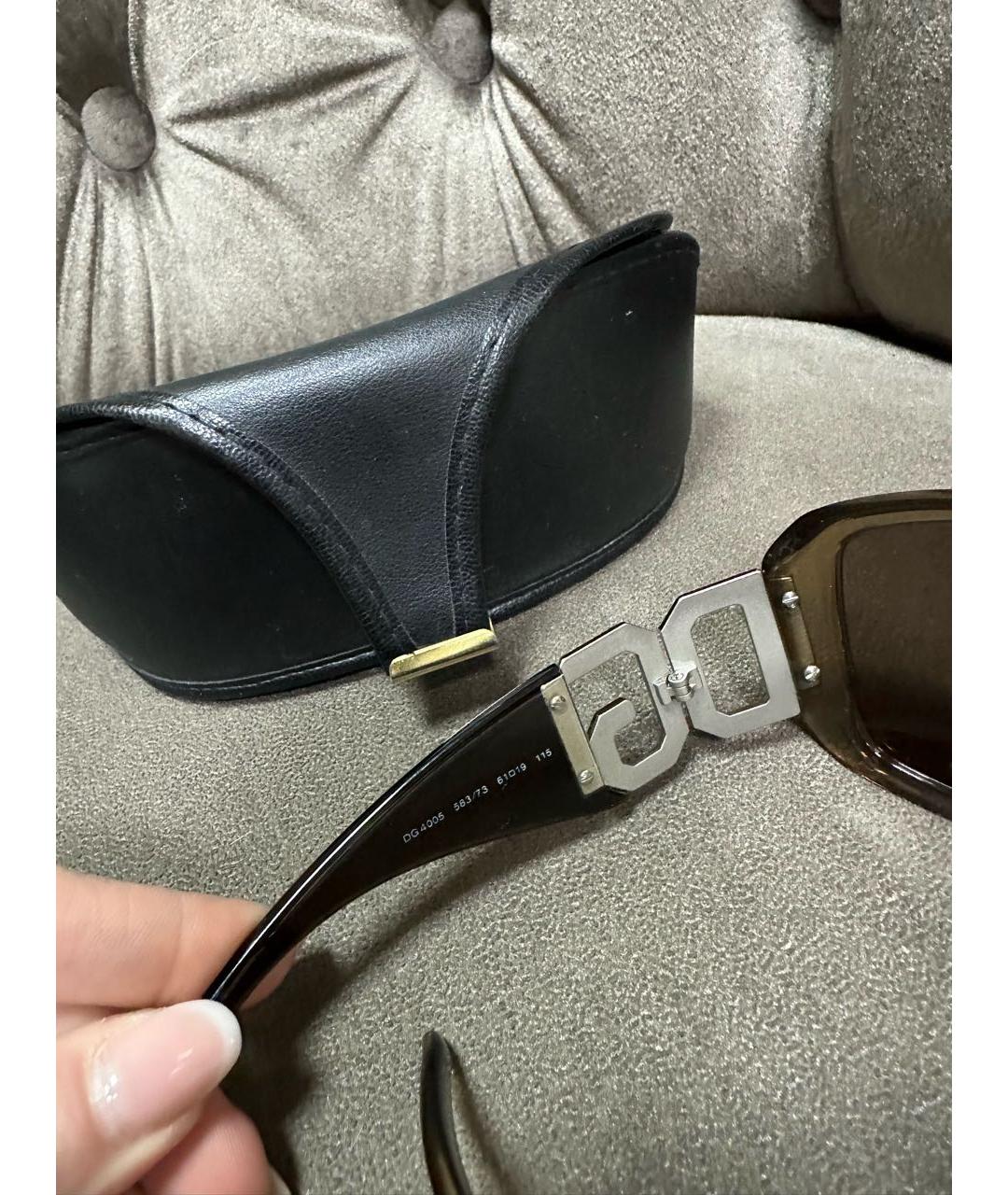 DOLCE&GABBANA Коричневые пластиковые солнцезащитные очки, фото 5