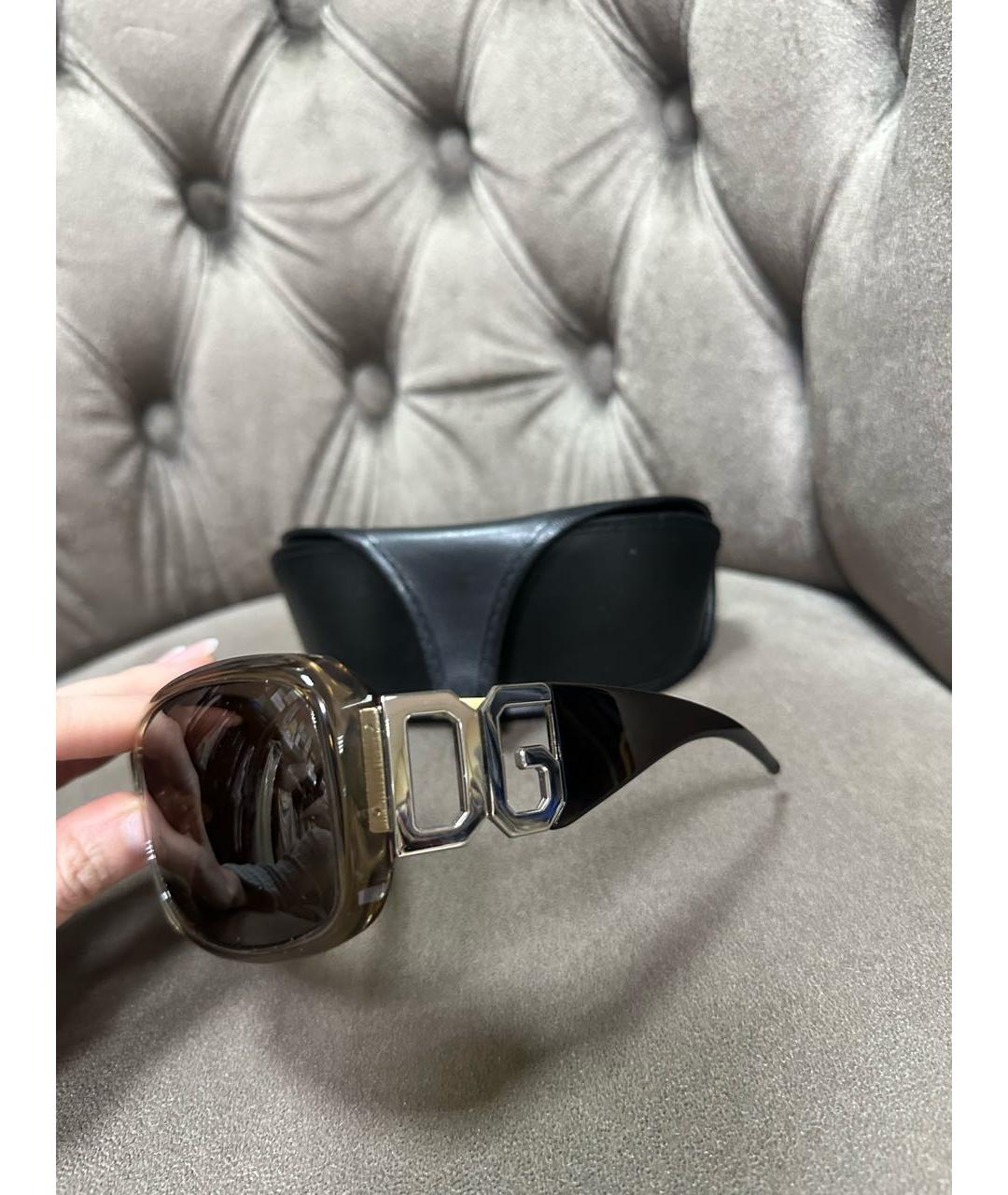 DOLCE&GABBANA Коричневые пластиковые солнцезащитные очки, фото 3