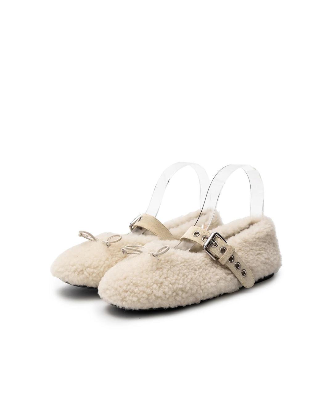 MIU MIU Белые кожаные балетки, фото 4