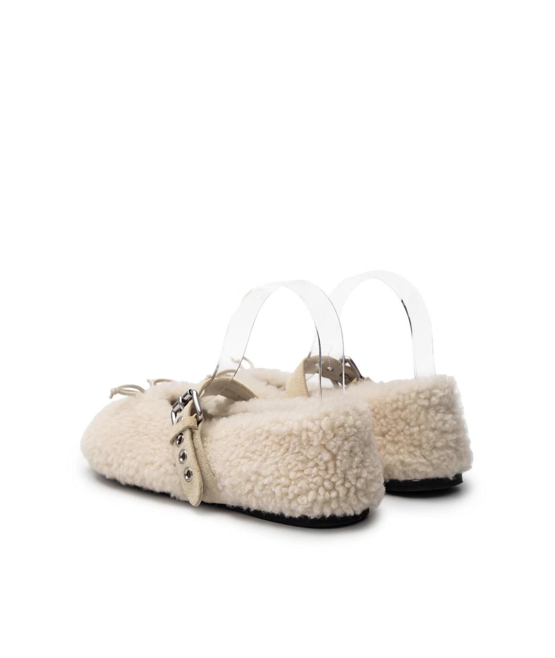 MIU MIU Белые кожаные балетки, фото 3