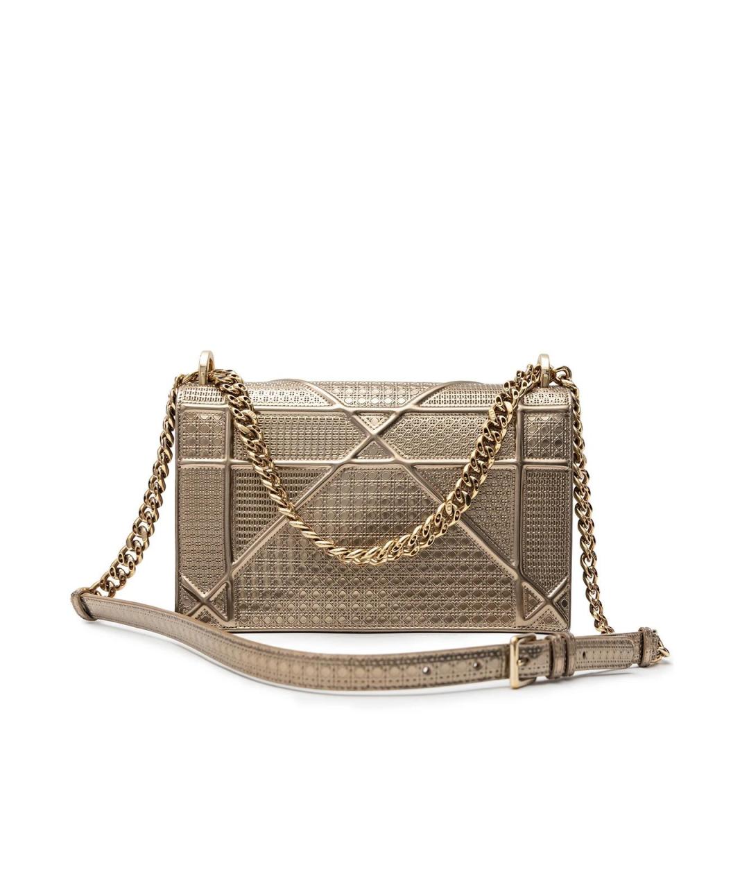 CHRISTIAN DIOR Золотая кожаная сумка через плечо, фото 3