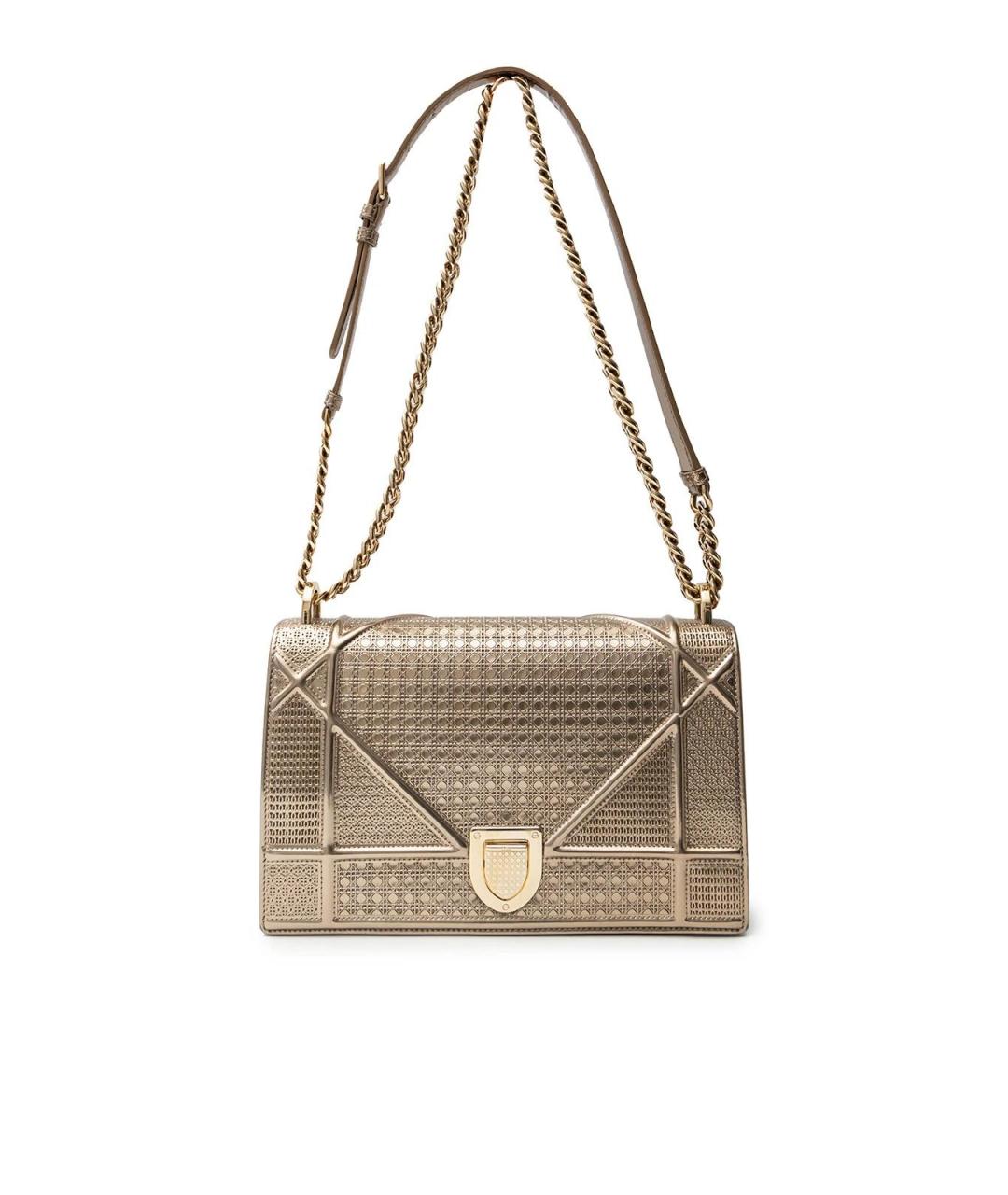 CHRISTIAN DIOR Золотая кожаная сумка через плечо, фото 4