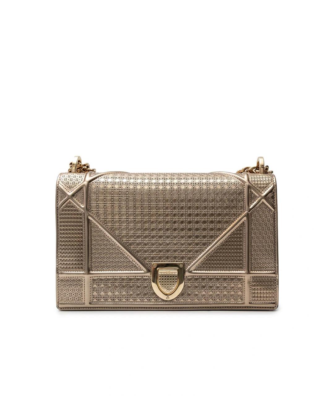 CHRISTIAN DIOR Золотая кожаная сумка через плечо, фото 6