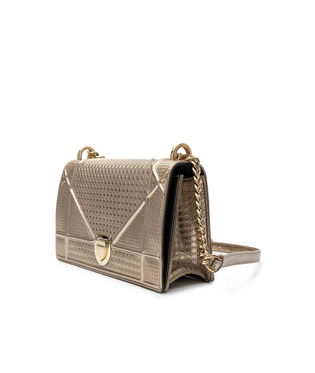 CHRISTIAN DIOR Золотая кожаная сумка через плечо, фото 2