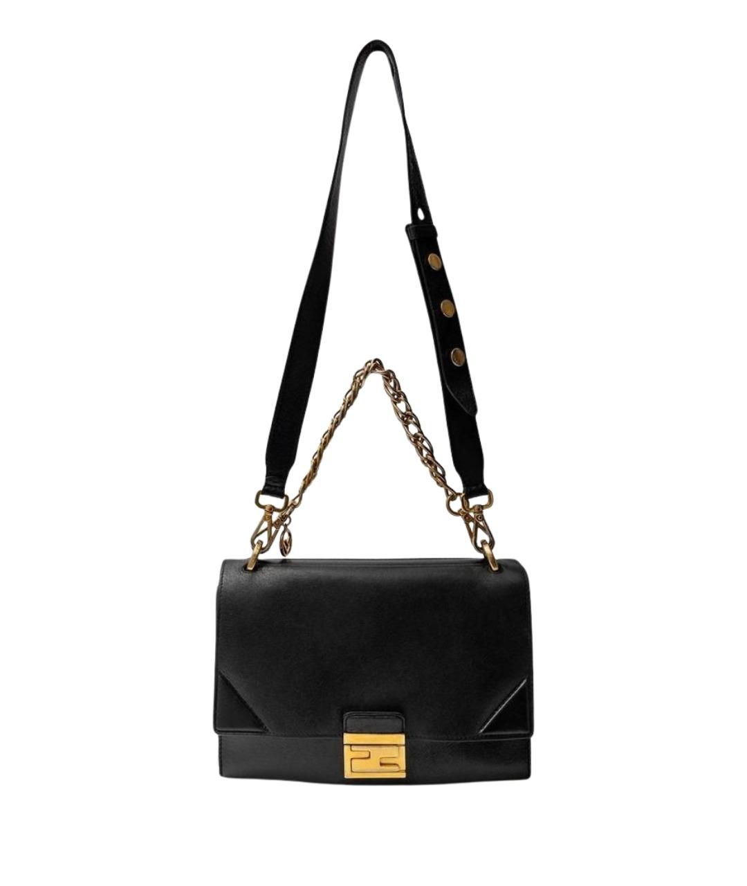 FENDI Черная кожаная сумка через плечо, фото 1