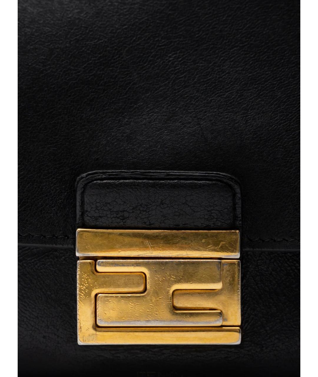 FENDI Черная кожаная сумка через плечо, фото 5