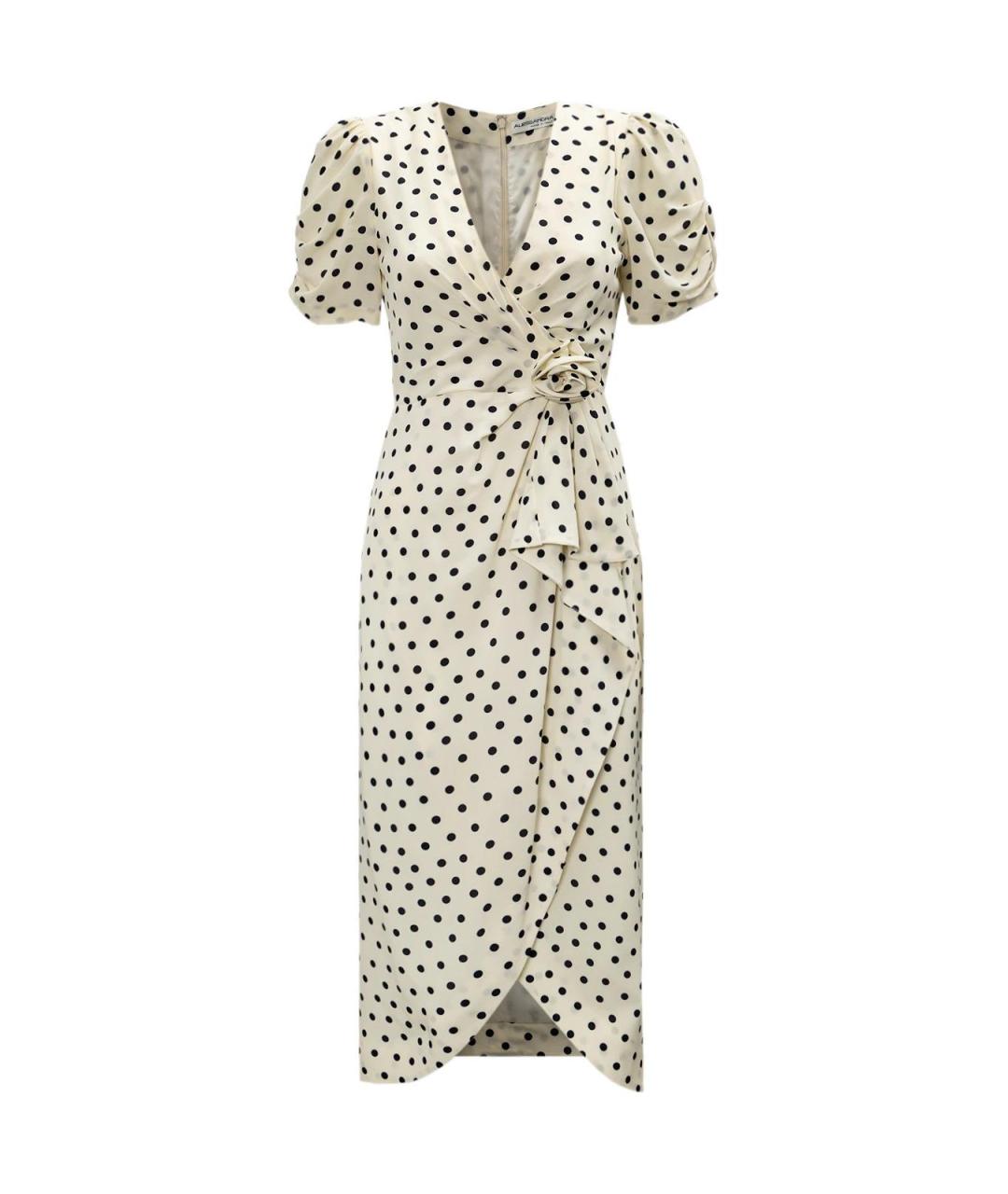 ALESSANDRA RICH Белое шелковое повседневное платье, фото 4