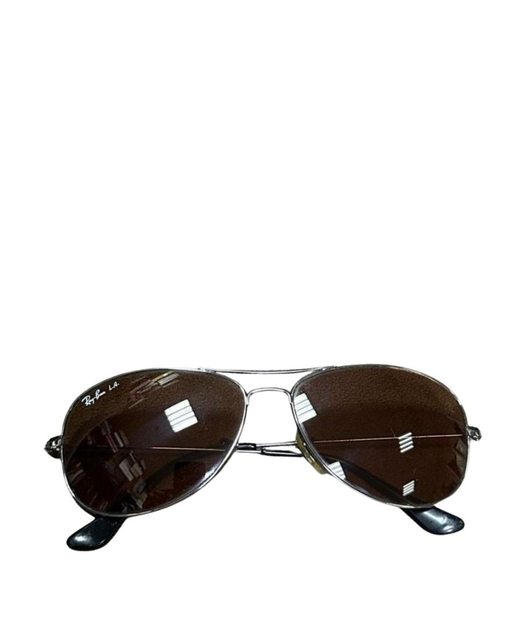 RAY BAN Коричневые металлические солнцезащитные очки, фото 1