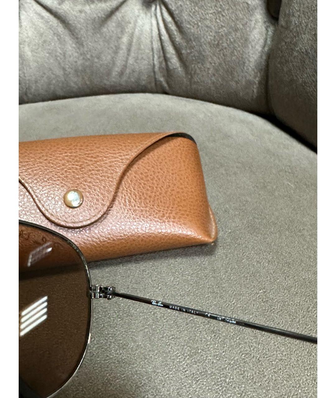 RAY BAN Коричневые металлические солнцезащитные очки, фото 5