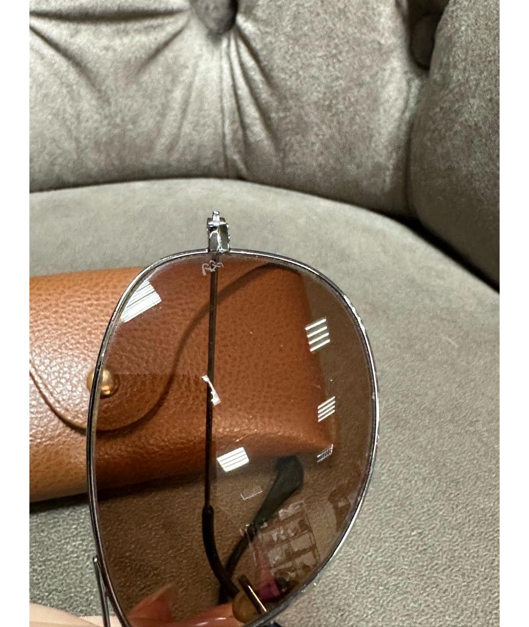 RAY BAN Коричневые металлические солнцезащитные очки, фото 6