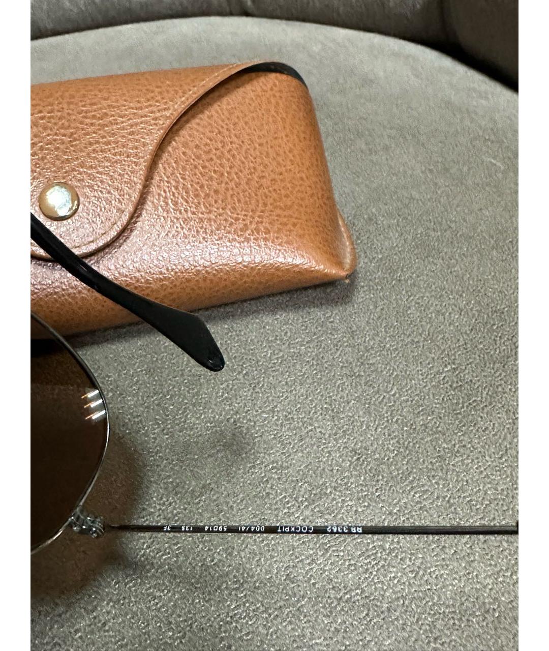 RAY BAN Коричневые металлические солнцезащитные очки, фото 7