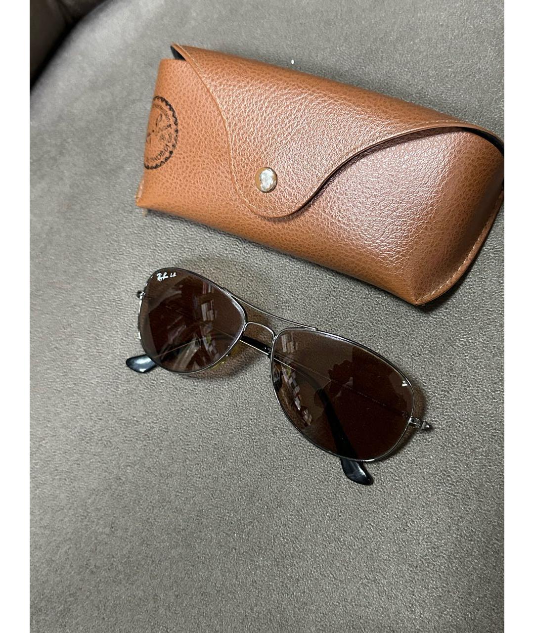 RAY BAN Коричневые металлические солнцезащитные очки, фото 3