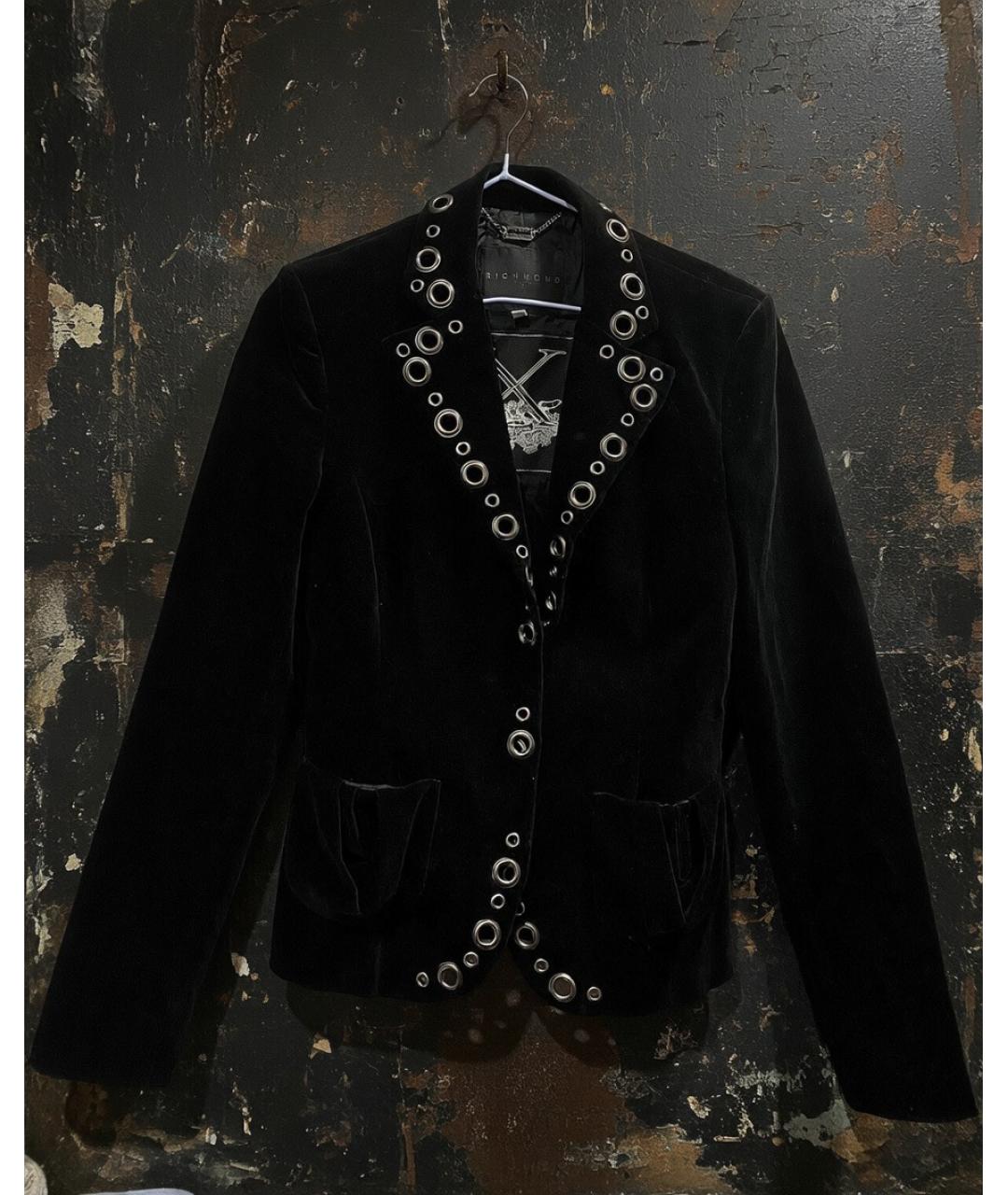 JOHN RICHMOND Черный бархатный жакет/пиджак, фото 4