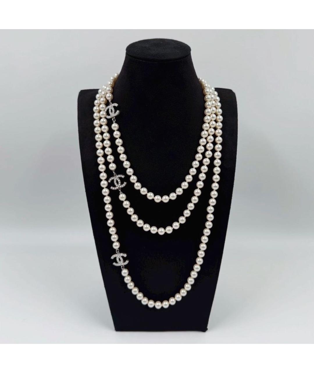 CHANEL Белое жемчужное колье, фото 2