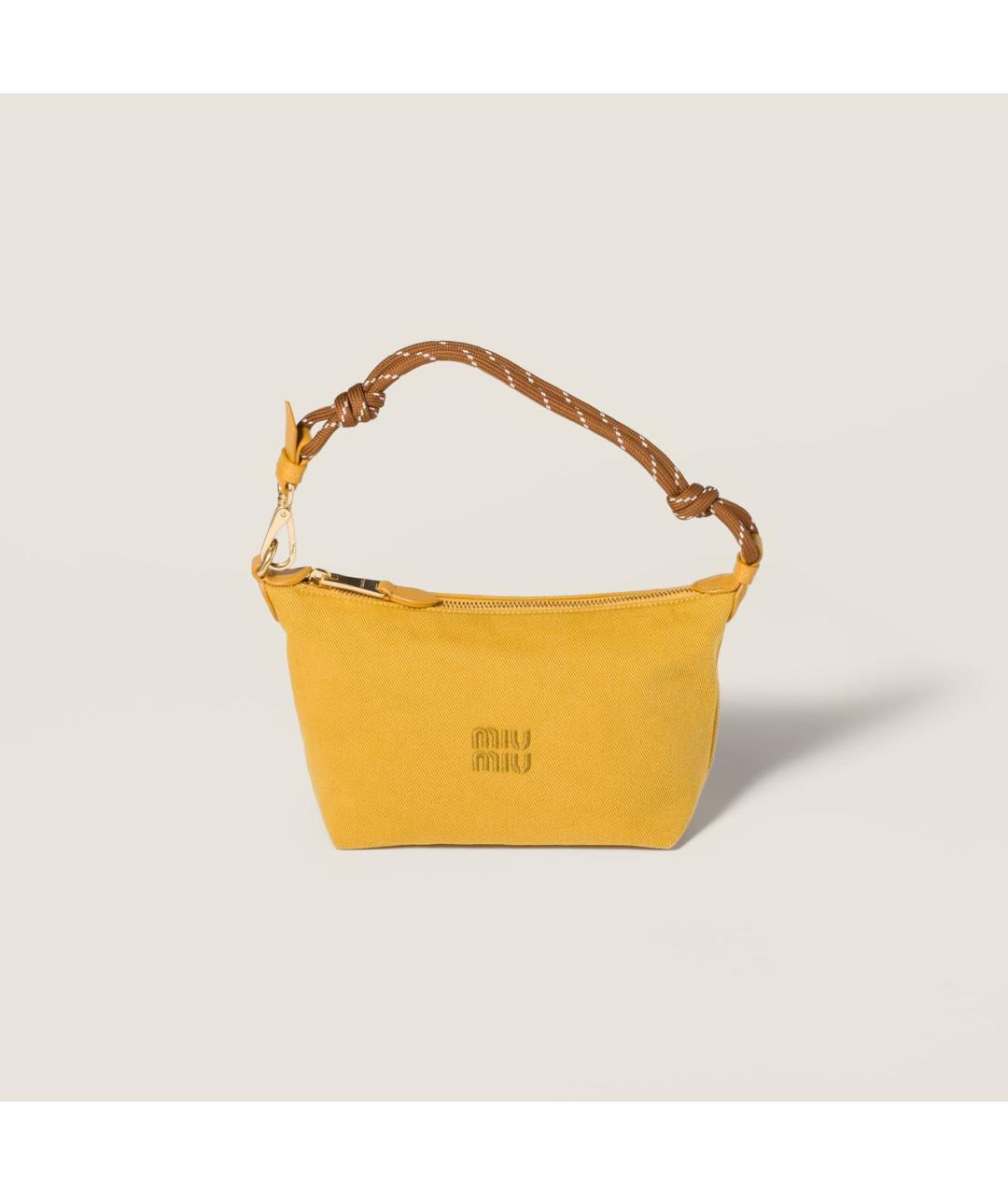 MIU MIU Желтая тканевая сумка через плечо, фото 7