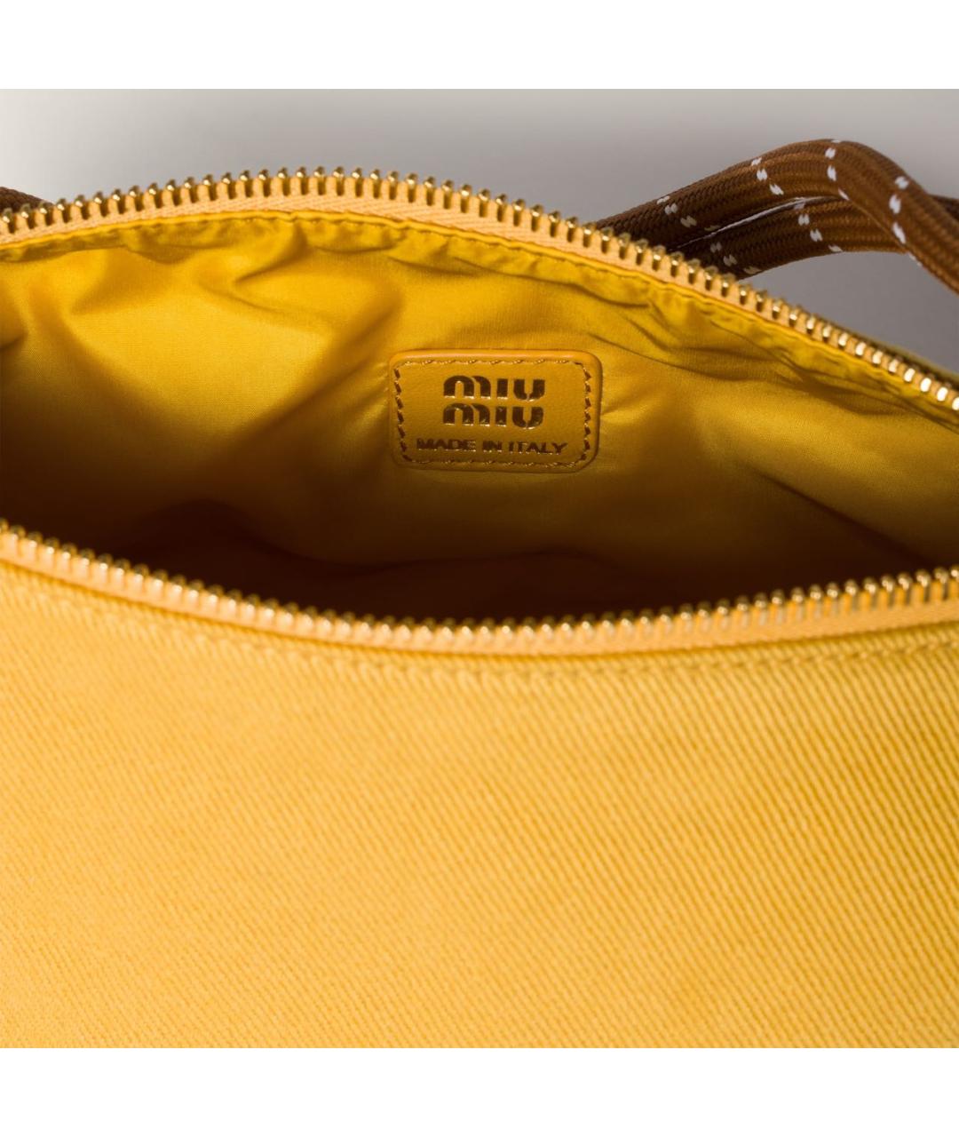 MIU MIU Желтая тканевая сумка через плечо, фото 3