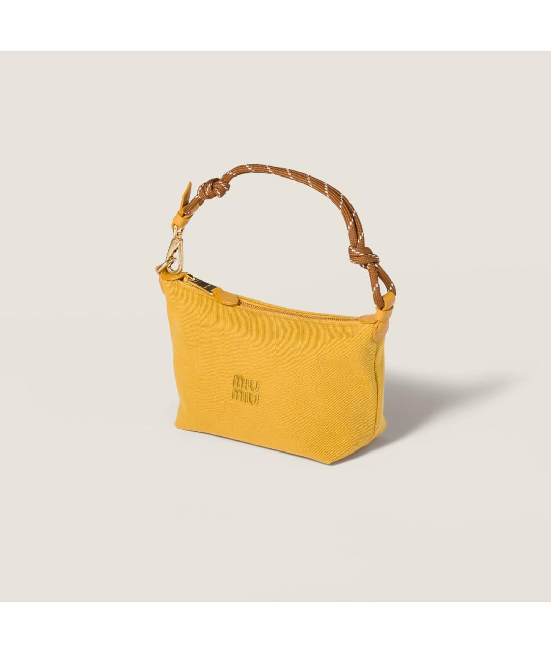 MIU MIU Желтая тканевая сумка через плечо, фото 2
